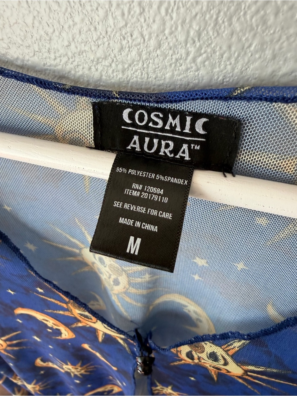 Cosmic Aura celestial sun and moon print sheer mesh crop shrug Women’s sz M - Picture 5 of 5